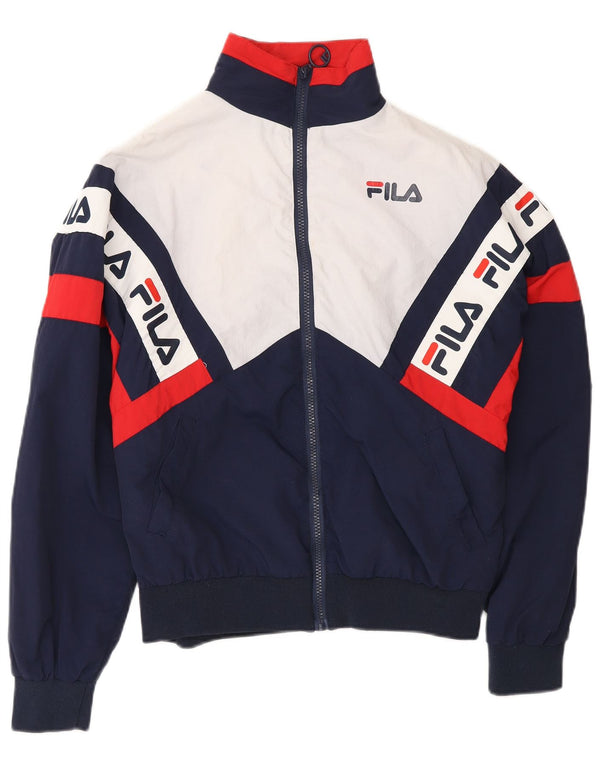 FILA Veste de survêtement surdimensionnée pour femme UK 6 XS Bleu marine Colourblock
