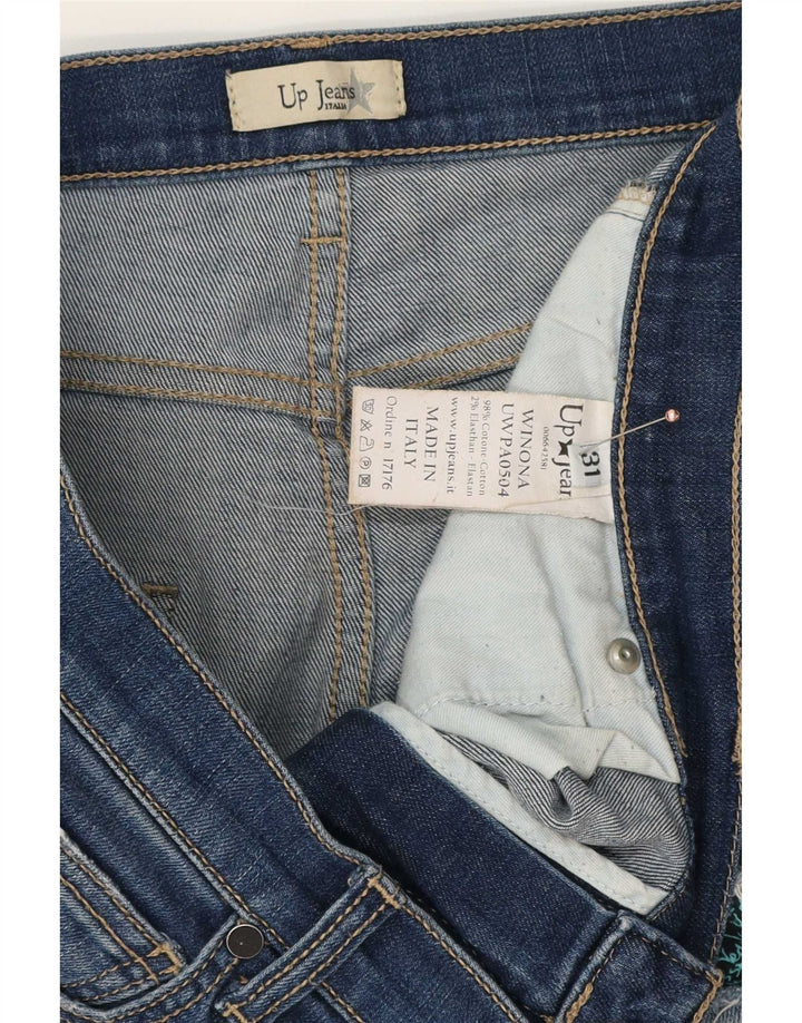 vintage Femme Jeans Slim En Détresse W31 L28 Coton Bleu