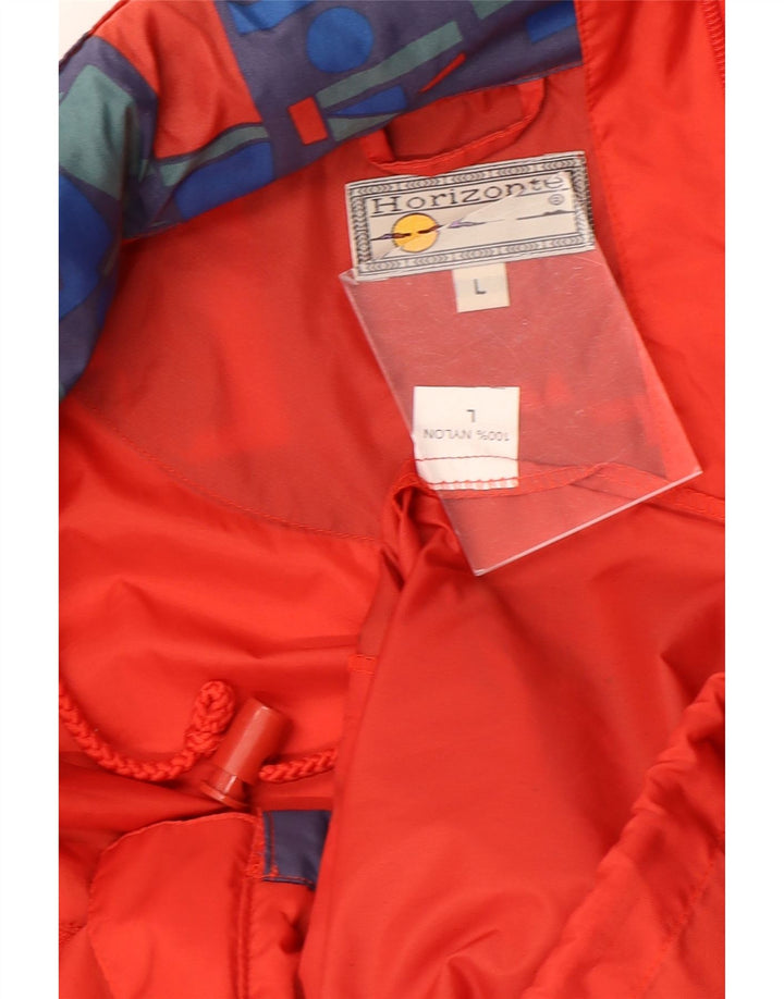 vintage Mens Hooded Rain Jacket UK 40 Grand Multicolore Géométrique