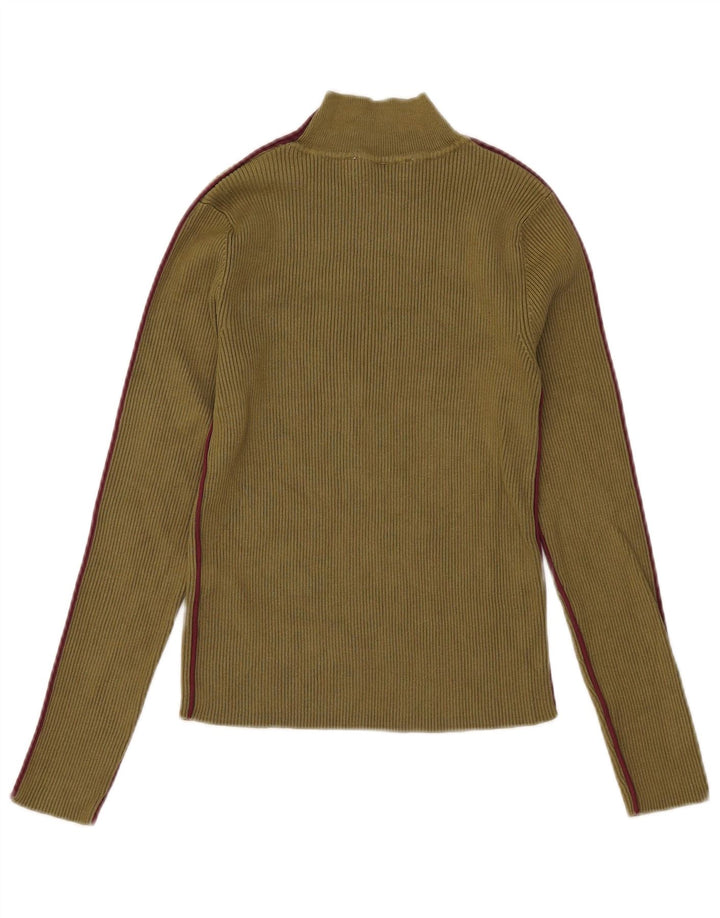 Zara Femme Top Manches Longues UK 14 Large Kaki Viscose