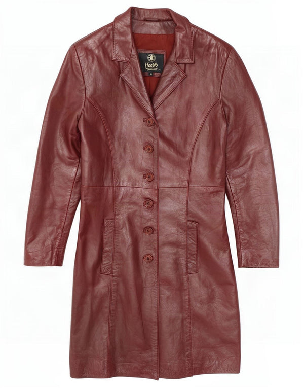 Heeli Manteau en cuir pour femme UK 12 Bordeaux moyen