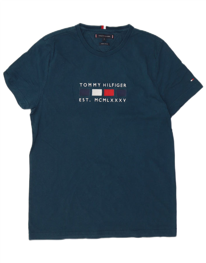 TOMMY HILFIGER T-Shirt Graphique Homme Bleu Marine Moyen Coton