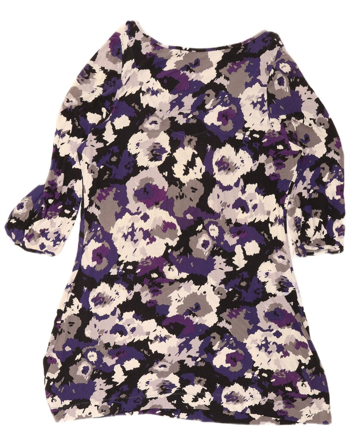 Marks & Spencer Robe basique à manches 3/4 pour femme UK 16 Large Violet Camouflage