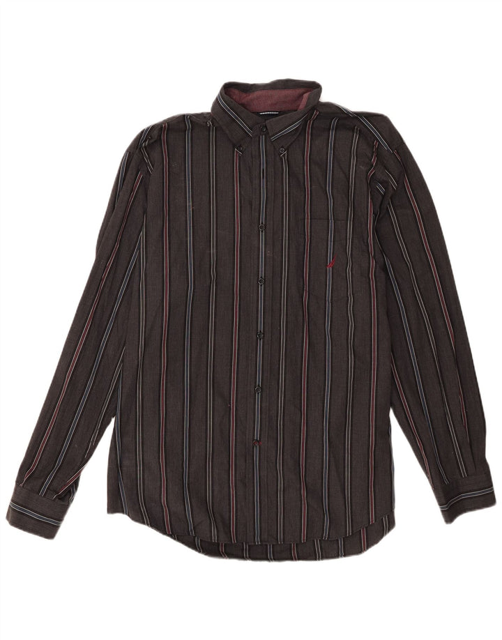 Nautica Chemise Homme XL Gris Rayé Coton