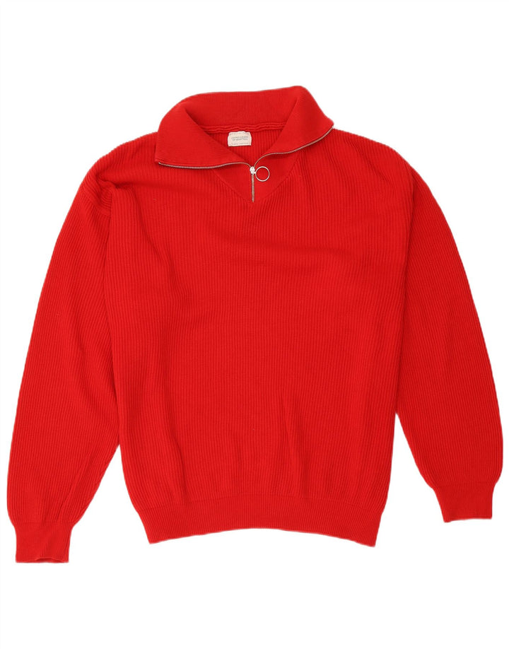 Benetton Pull col zippé homme grand rouge coton