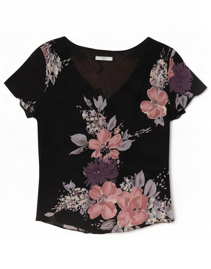 Marks & Spencer Chemisier pour femme UK 46 Large Noir Floral Polyester