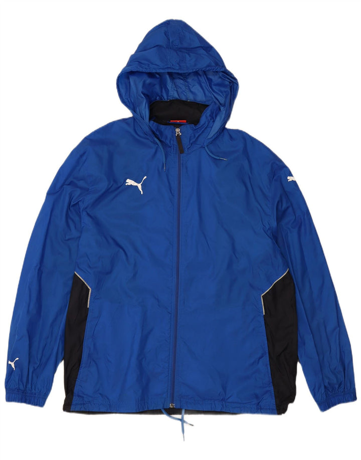PUMA Veste de pluie à capuche pour homme UK 38 Bleu moyen Colourblock