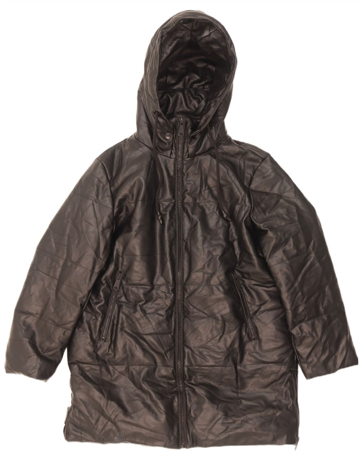 Zara Manteau matelassé à capuche surdimensionné pour hommes en polyester noir moyen