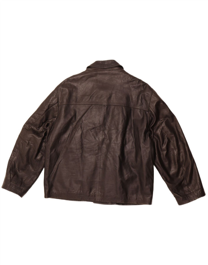 VINTAGE Veste en cuir homme UK 40 Grand cuir noir