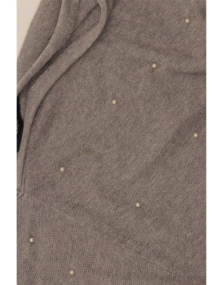 Zara Pull surdimensionné à col en V pour femme UK 14 Gris moyen