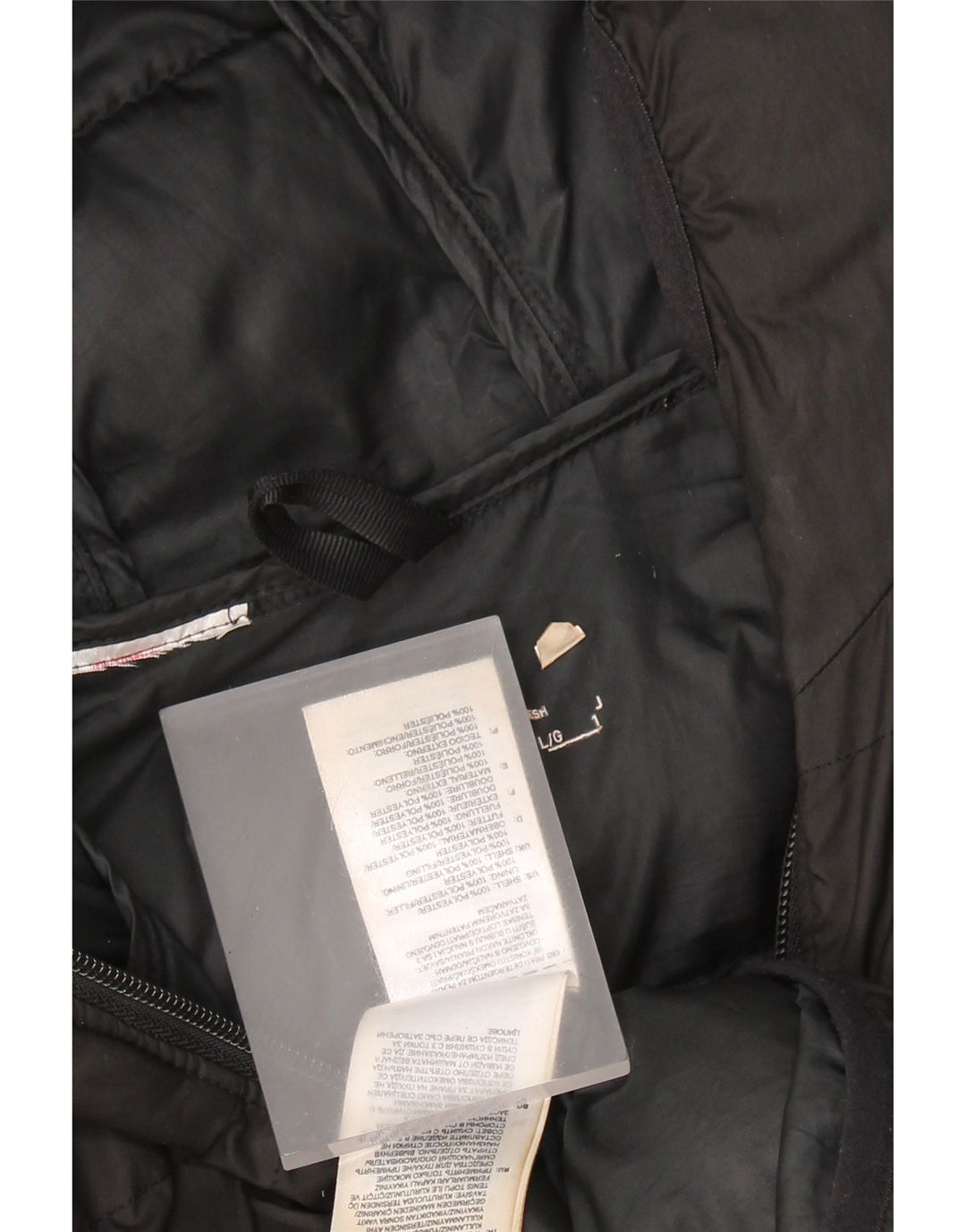 ADIDAS Veste matelassée à capuche pour femme UK 16 Large Noir Colourblock Polyester