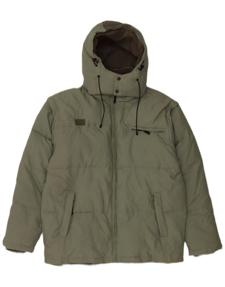 Fila Veste rembourrée à capuche pour homme UK 40 Large Vert Polyamide
