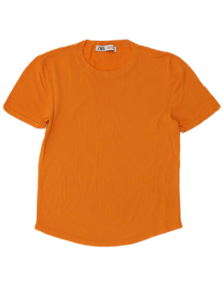 Zara Femme T-Shirt Top UK 12 Orange Moyen