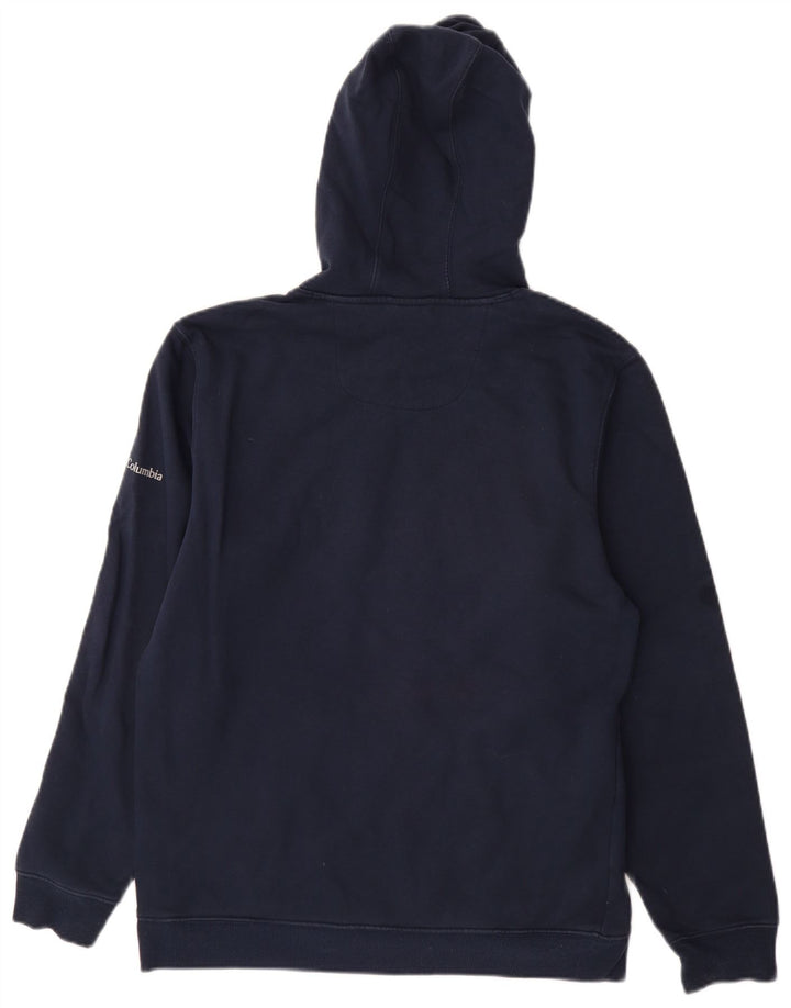 COLUMBIA Pull à Capuche Graphique Homme Bleu Marine Moyen Coton