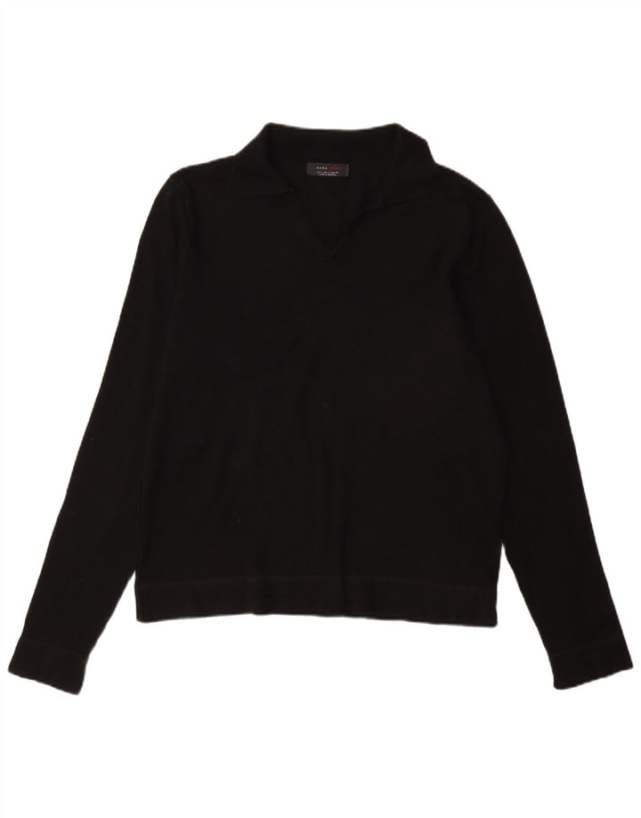 ZARA Pull à col polo pour homme Taille L Noir