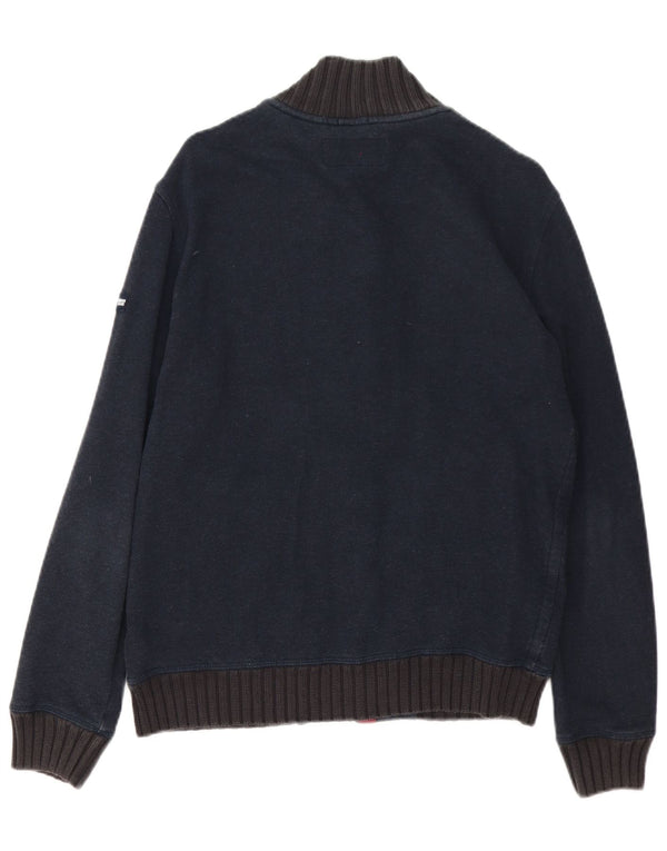 Armani Jeans Cardigan Homme Pull Large Bleu Marine Coton