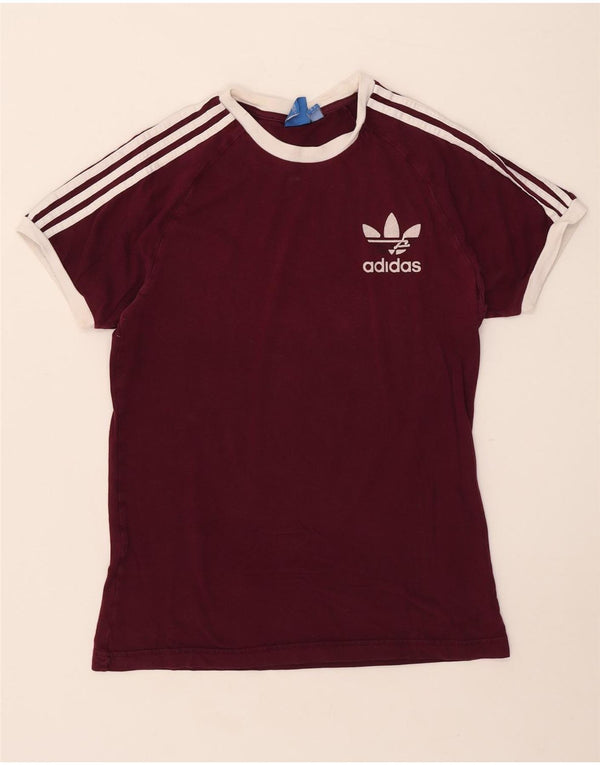 Adidas T-Shirt Femme Top UK 12 Coton Bordeaux Moyen