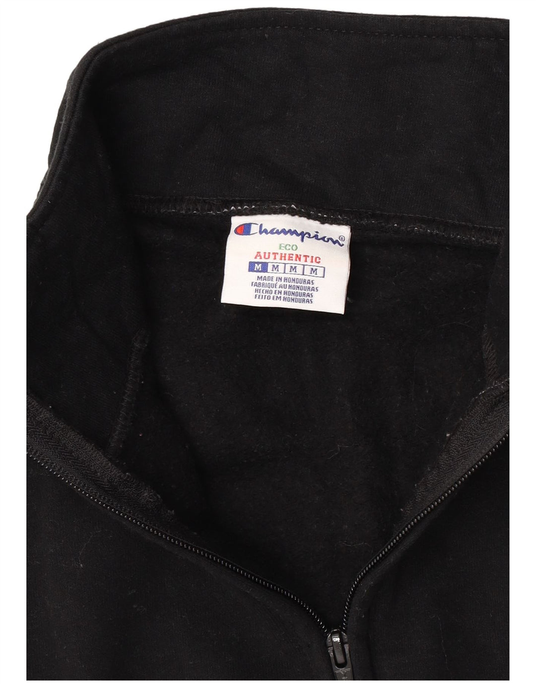 Champion Sweat-shirt graphique à col zippé pour homme en coton noir moyen