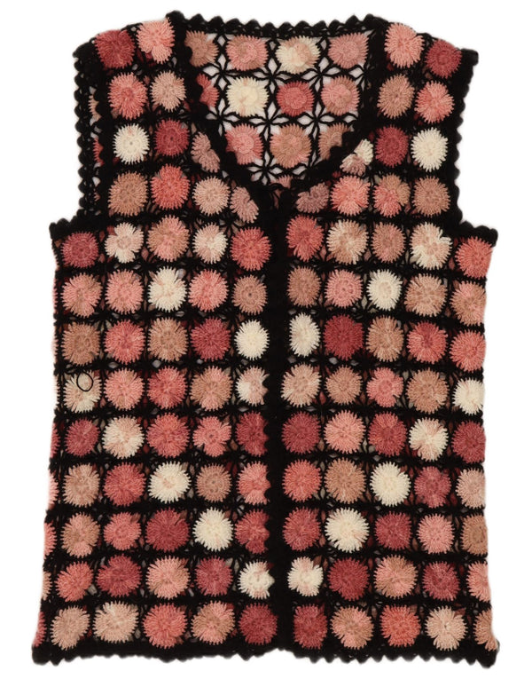 Haut cardigan au crochet sans manches pour femmes UK 14 Large