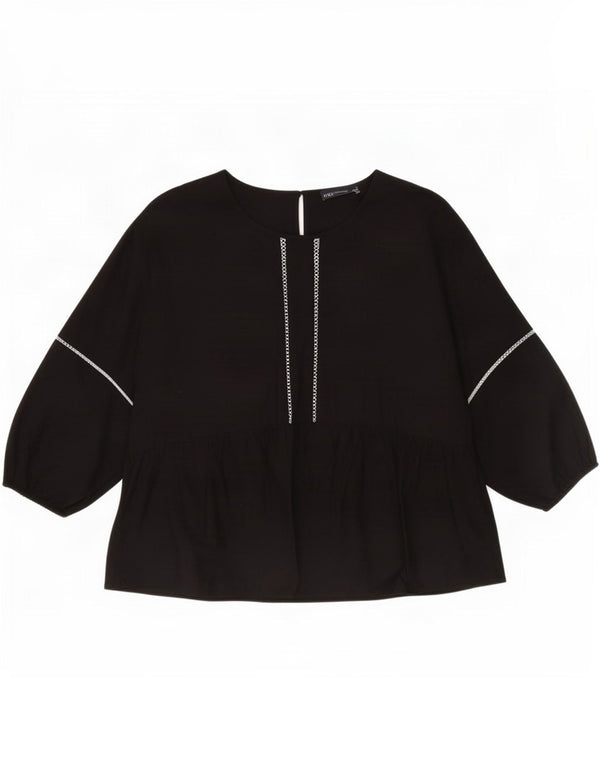 Marks & Spencer Chemisier à manches longues pour femme UK 12 en coton noir moyen