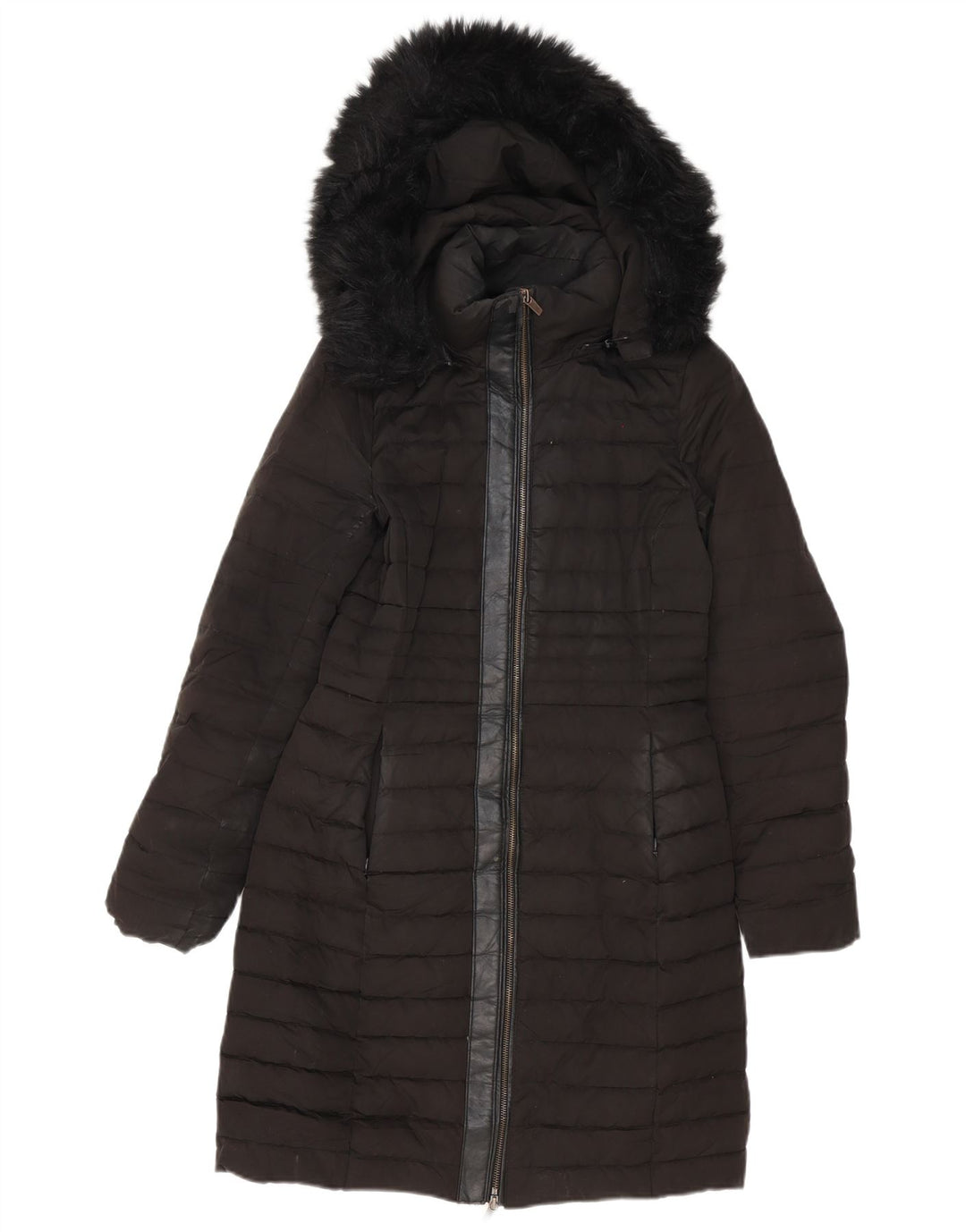 Zara Manteau matelassé surdimensionné à capuche pour femme UK 6 XS Noir