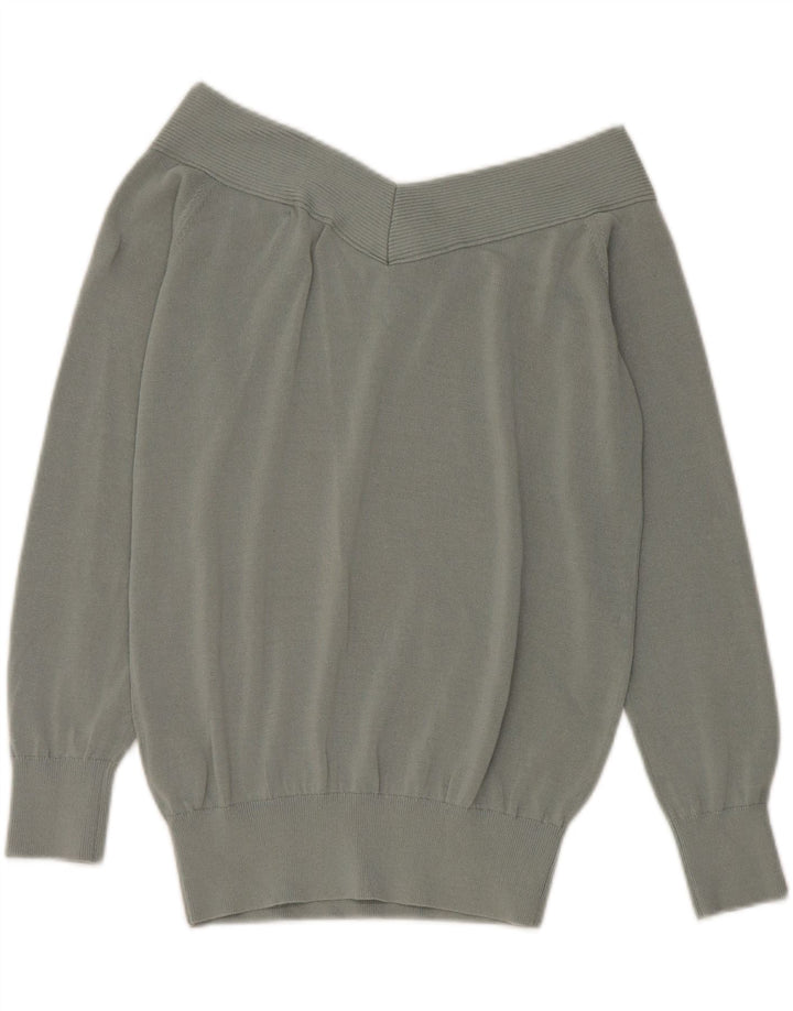 Reiss Pull à épaules dénudées pour femme UK 44 Vert moyen Viscose