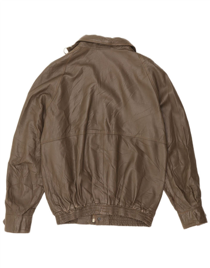 VINTAGE Veste en Cuir Homme IT 48 Marron Moyen