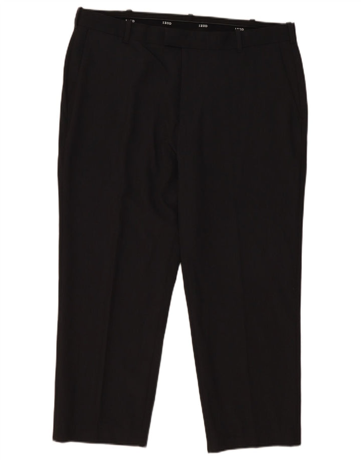 Izod Pantalon de Costume Court Droit Homme W36 L25 Gris Polyester