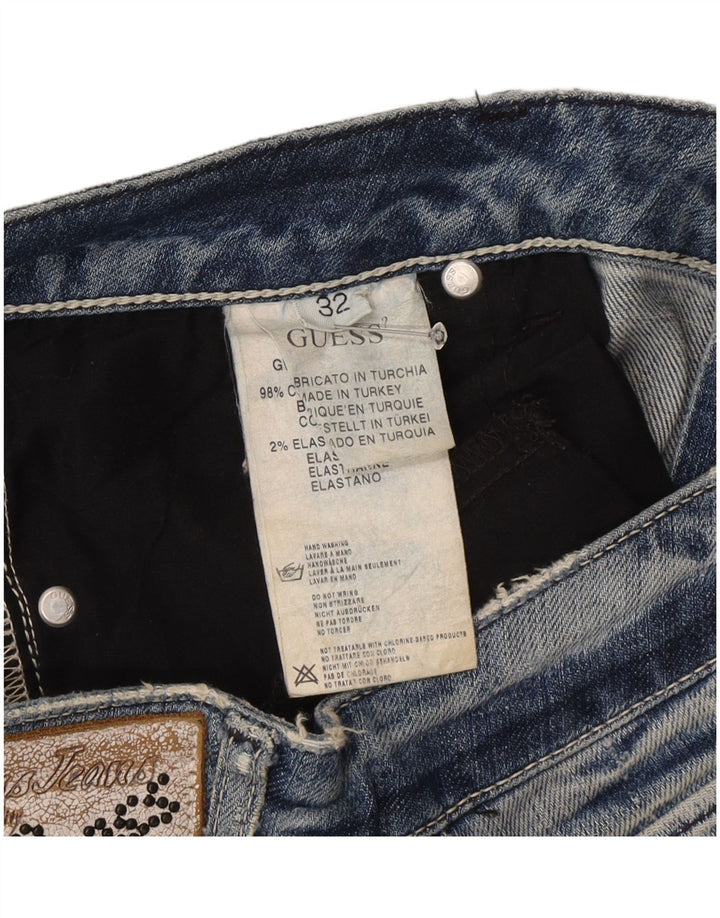 Guess Jean Droit Femme W32 L27 Bleu Coton