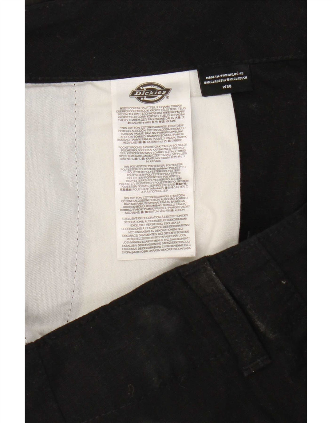 Dickies Pantalon Cargo Droit Homme W38 L32 Noir Coton
