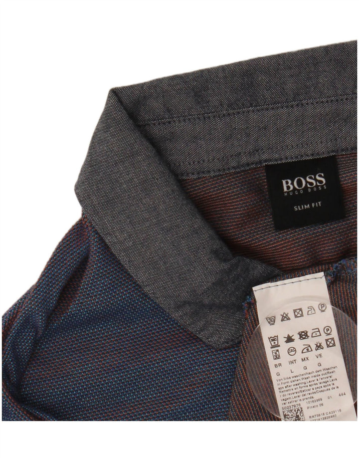Hugo Boss Polo Slim Fit en coton à fines rayures bleu marine