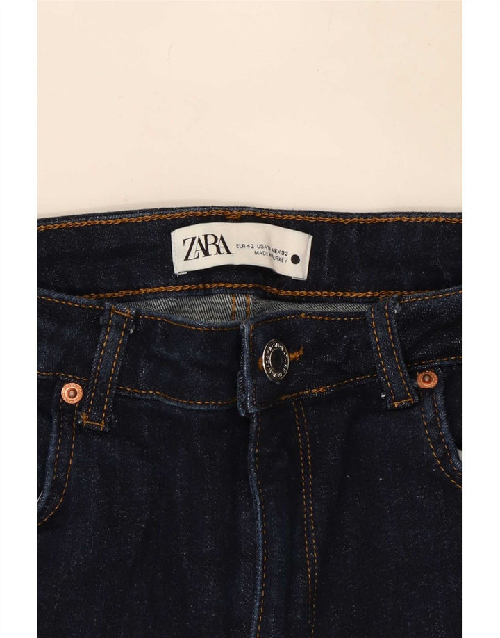 Zara Jean évasé pour femme EU 42 Large W32 L30 Bleu marine Coton