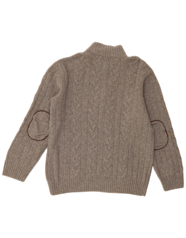 Gant Pull col zippé pour homme 2XL Gris Laine mérinos