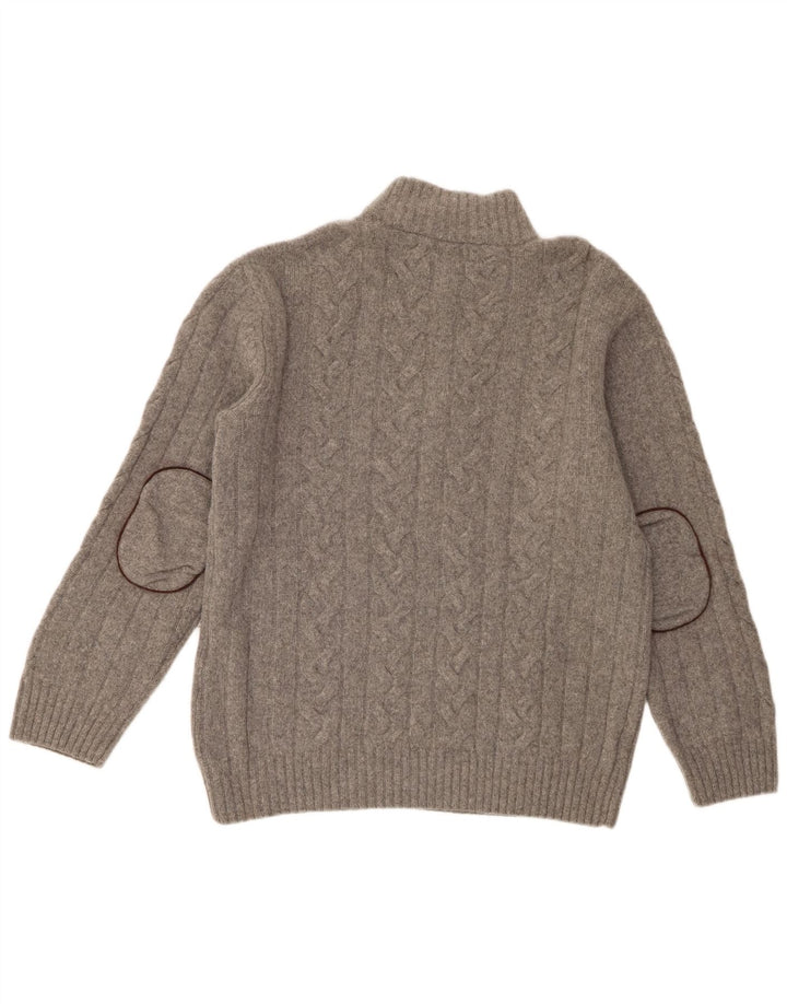 Gant Pull col zippé pour homme 2XL Gris Laine mérinos