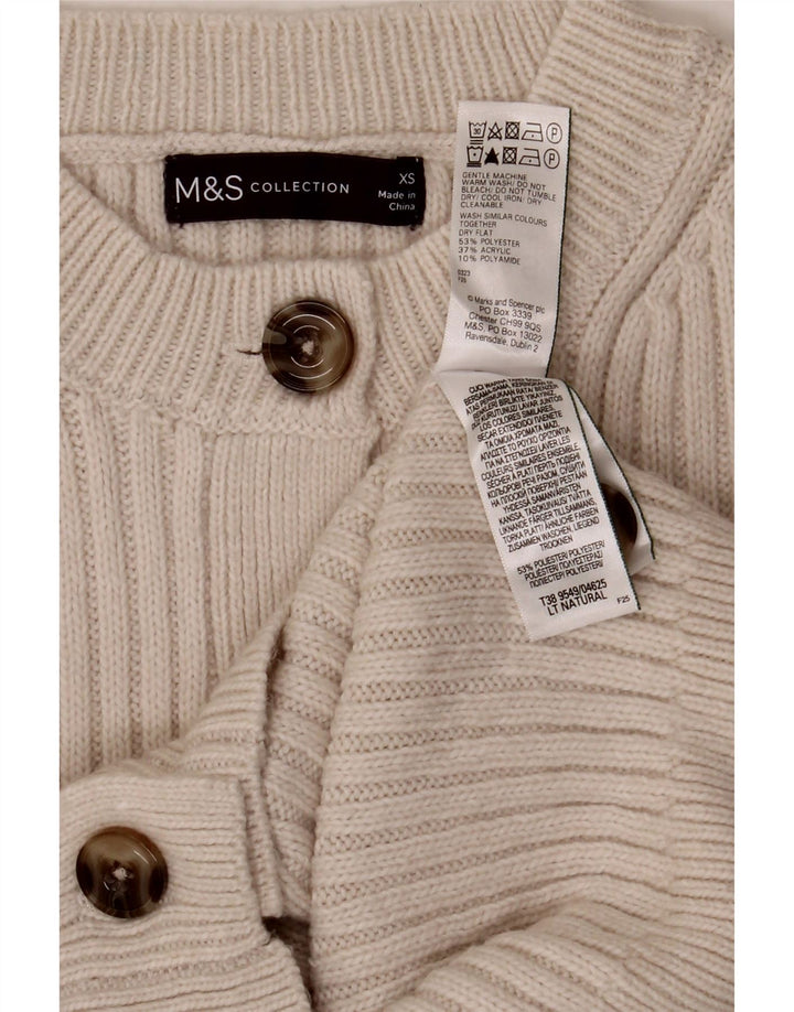 Marks & Spencer Pull Cardigan Femme UK 6 XS Blanc Polyester
