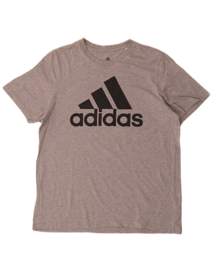 ADIDAS T-shirt graphique pour hommes, grand, gris, coton