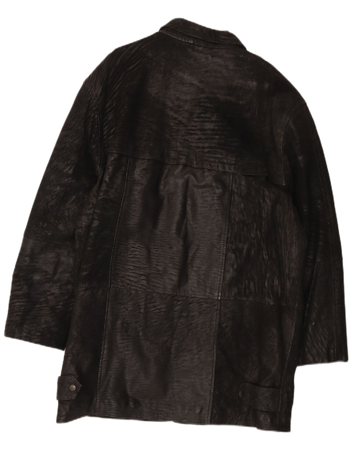 Carlo Santini Manteau en cuir pour homme UK 44 2XL Cuir noir