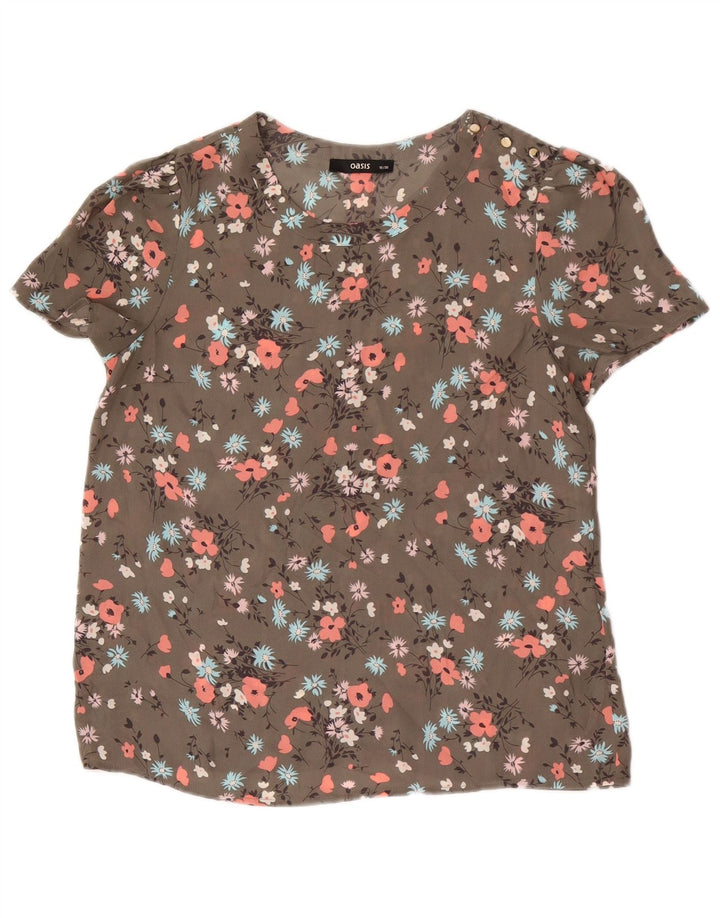 Oasis Chemisier surdimensionné pour femme UK 10 Petit Kaki Floral Polyester