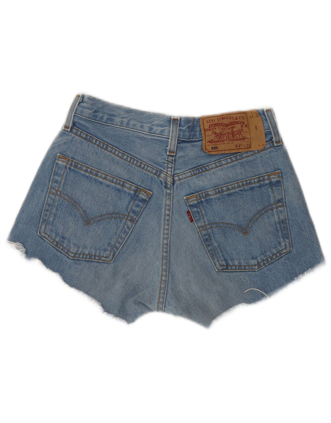 LEVI'S Short en jean 501 pour femme W27 Petit bleu rayé classique