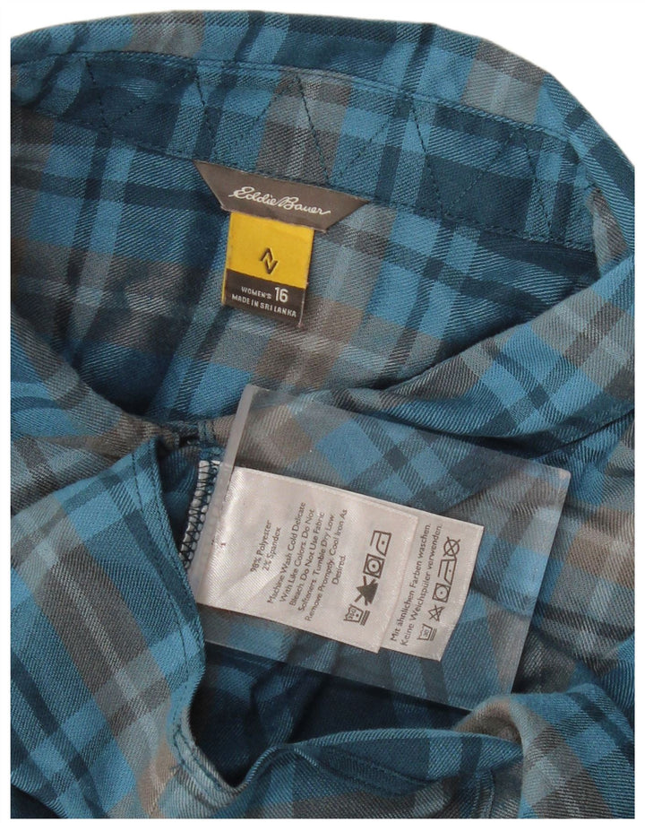 EDDIE BAUER Robe chemise pull pour femme US 16 2XL Bleu à carreaux Polyester