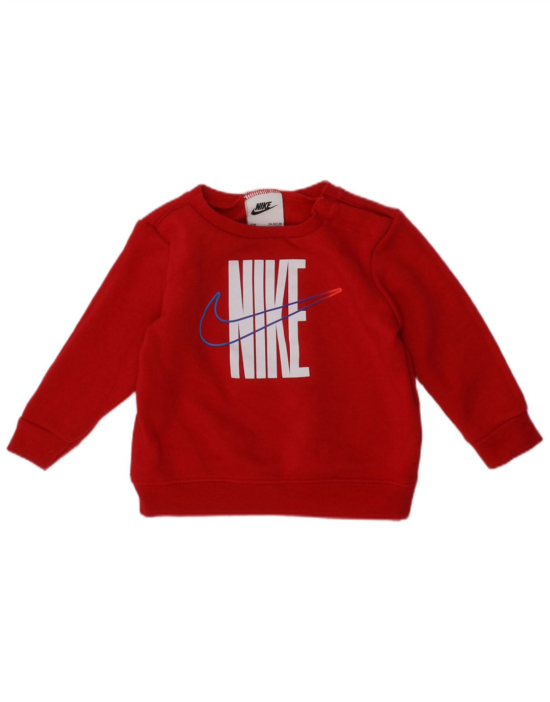 NIKE Baby Boys Graphic Sweatshirt Jumper 9-12 Months Red Cotton
