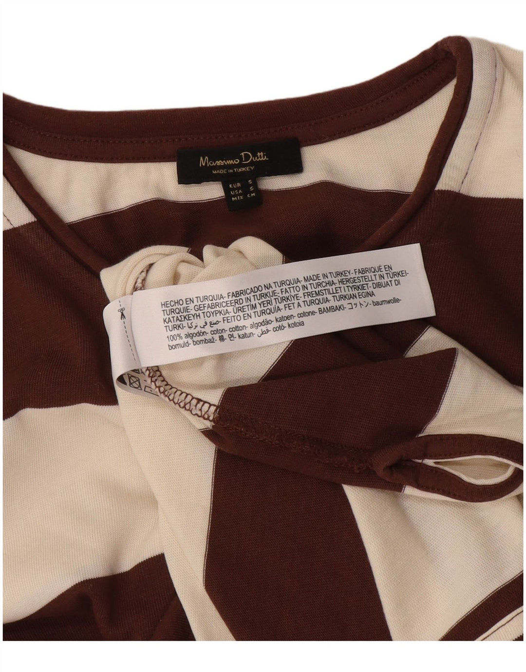 Massimo Dutti Haut à manches longues pour homme en coton rayé marron