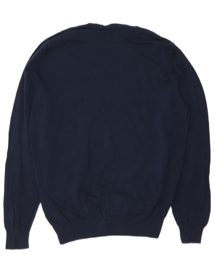Massimo Dutti Pull col rond homme en coton bleu marine moyen