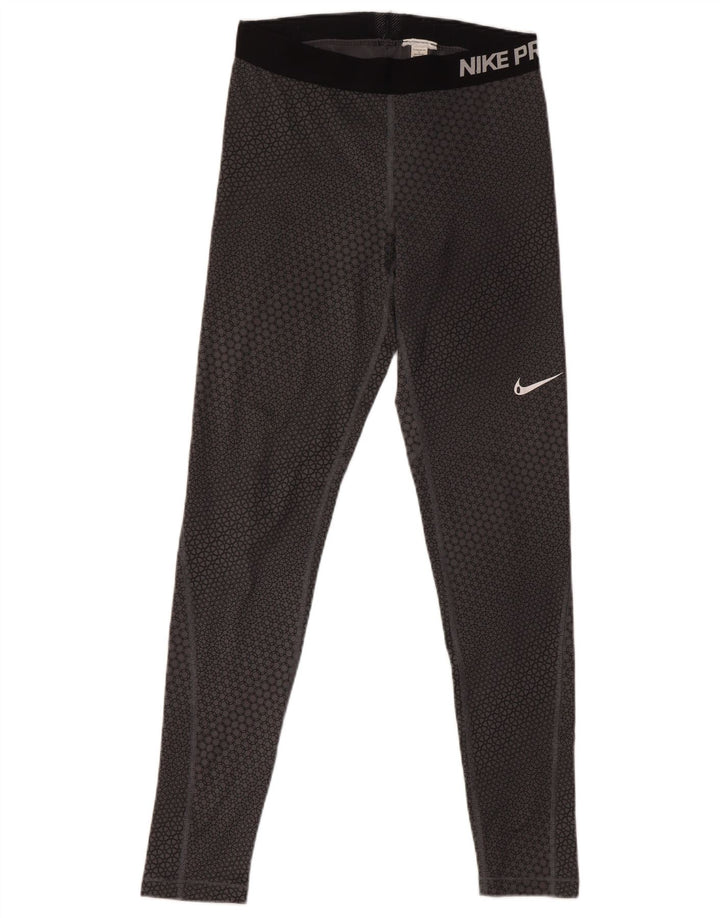 NIKE Leggings graphiques pour femmes UK 12 gris moyen géométrique