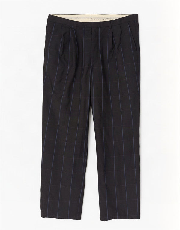 Emanuel Ungaro Pantalon de costume pour femme W32 L28 Bleu marine à fines rayures