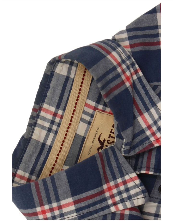 Hollister Chemise Homme Large Bleu Marine Carreaux Coton