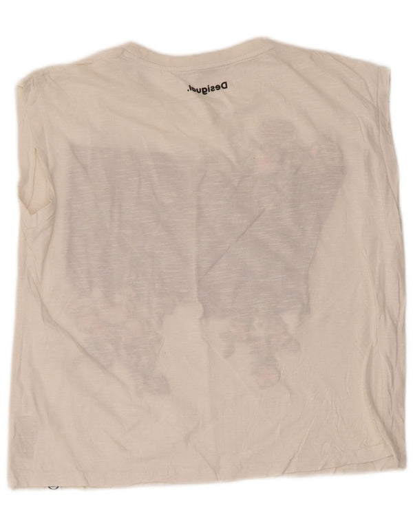 Desigual Débardeur graphique surdimensionné pour femme UK 6 XS Blanc Coton