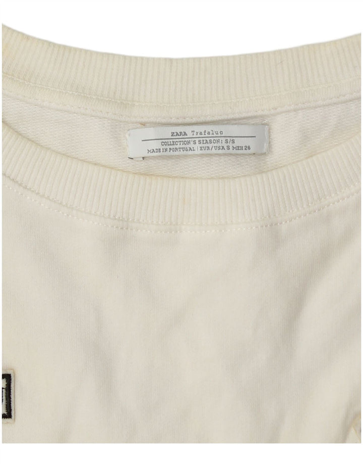 ZARA Womens Oversized Graphic T-Shirt Top UK 10 Small White