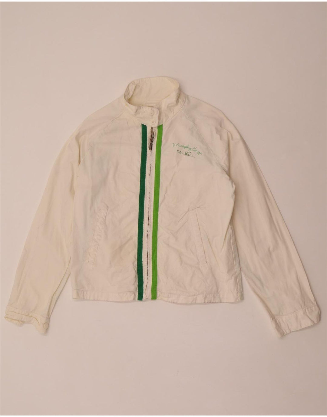 Murphy & Nye Veste bomber graphique pour femme UK 16 Grand coton blanc