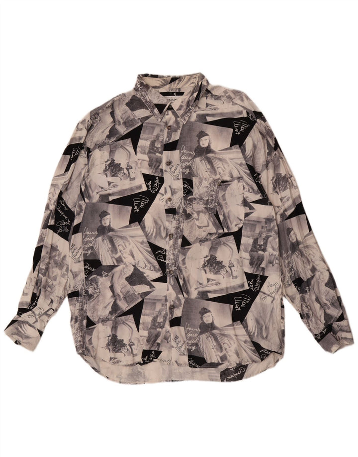 Chemise graphique homme vintage XL Gris Patchwork
